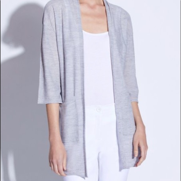 Noel Asmar Chloe Open Front Cardigan 100% merino wool in Luna (grey) size Small - Picture 1 of 10